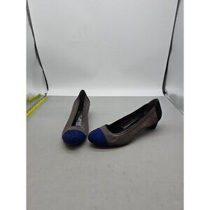 DANA BUCHMAN Womens 9.5M Color Block DEELY Cap Toe Low Wedge Pumps NWOB